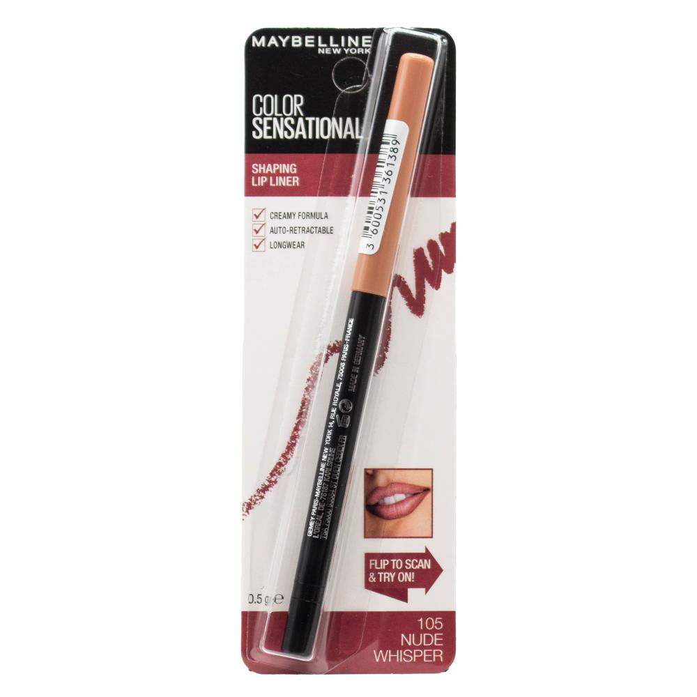 MAYBELLINE 0.5g SHAPING LIP LINER COLOR SENSATIONAL NUDE WHISPER 105 CARDED (2x Pack)