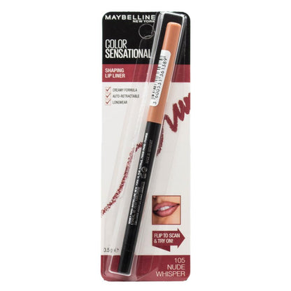 MAYBELLINE 0.5g SHAPING LIP LINER COLOR SENSATIONAL NUDE WHISPER 105 CARDED (2x Pack)