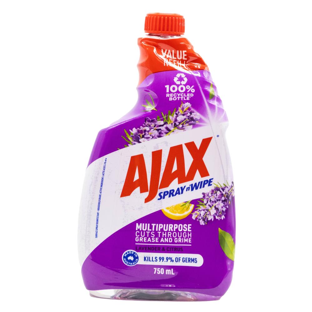 Ajax 750ml Spray n Wipes refill Multi purpose Lavender & Citrus (8xPack)