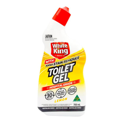 White King Toilet Gel With Added Stain Remover Hospital Grade Lemon 700ml (6 Pack)