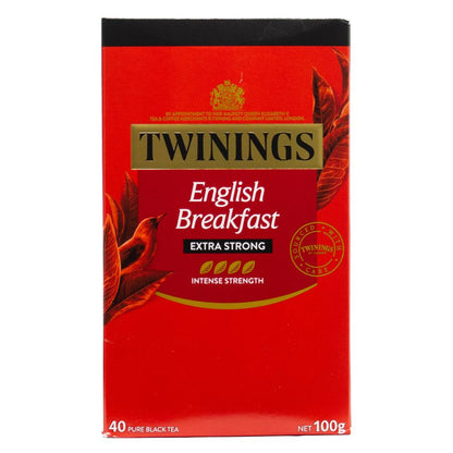 TWININGS PK40 x100g PURE BLACK TEA ENGLISH BREAKFAST EXTRA STRONG INTENSE STRENGTH (4x Pack)