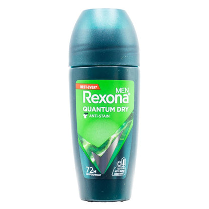 REXONA 45mL DEODORANT MEN ROLL ON 72 HOUR QUANTUM DRY (24x Pack)