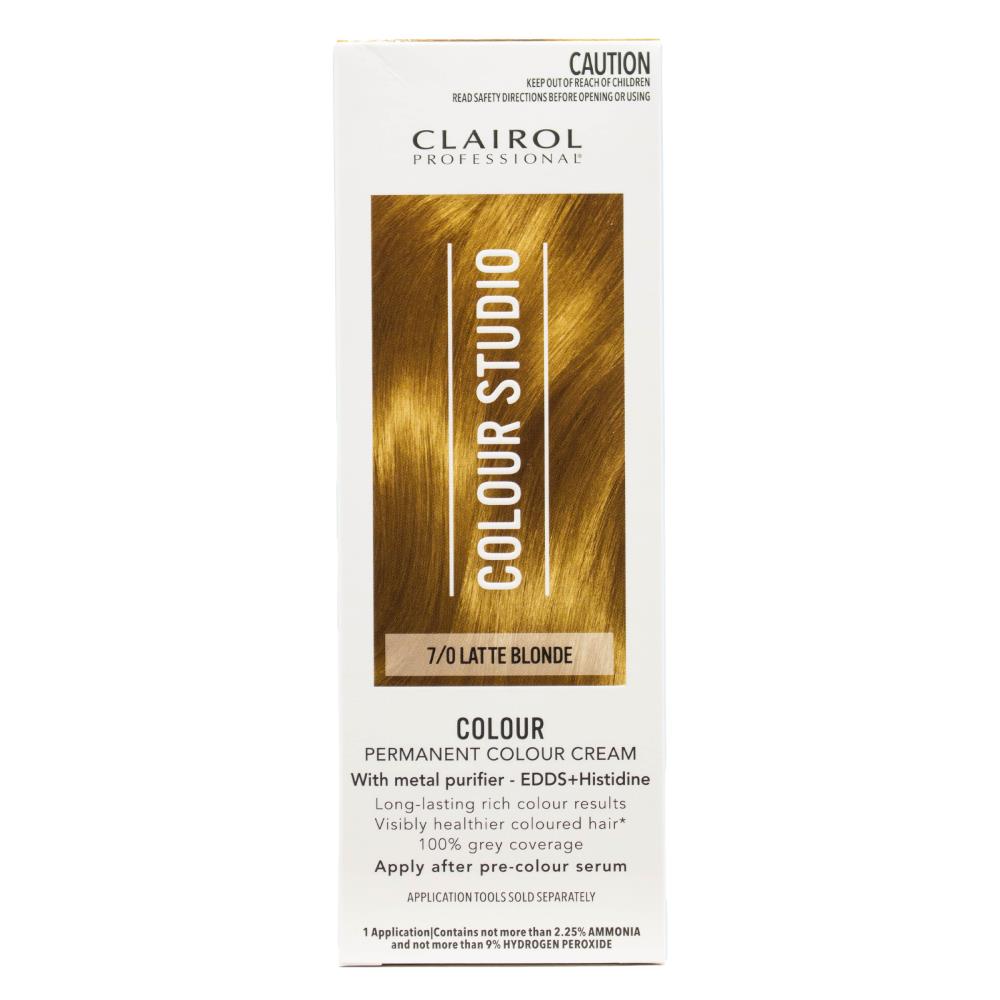 Clairol Professional Permanent Hair Cream Colour Studio 7/0 Latte Blonde (3x Pack)