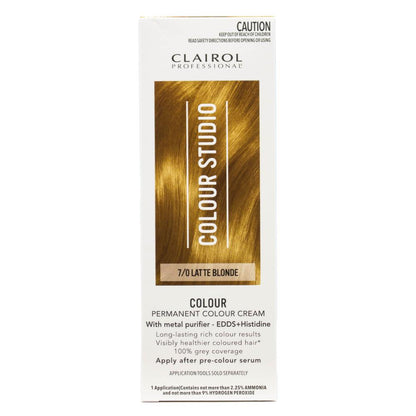 Clairol Professional Permanent Hair Cream Colour Studio 7/0 Latte Blonde (3x Pack)