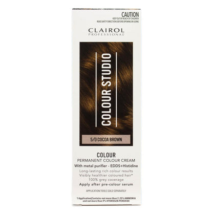 Clairol Professional Permanent Hair Cream Colour Studio 5/0 Cocoa Brown (3x Pack)