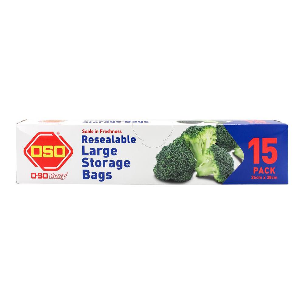 Oso Easy Pk15 Resealable Large Storage Bags 26cm X 38cm (12x Pack)