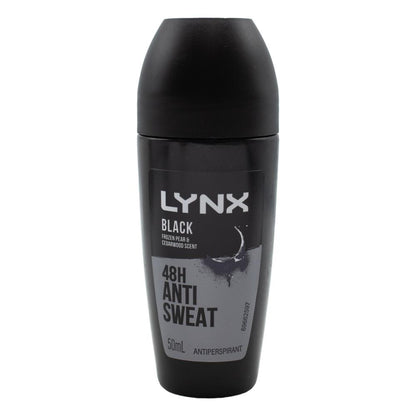 Lynx Antiperspirant Roll On Black Frozen Pear & Cedarwood Scent 48hr 50ml (6 Pack)