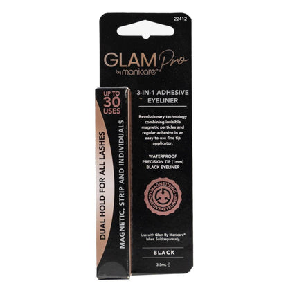 Manicare Eyeliner Adhesive 3 In 1 Glam Pro Dual Hold Black 3.5mL (3xPack)