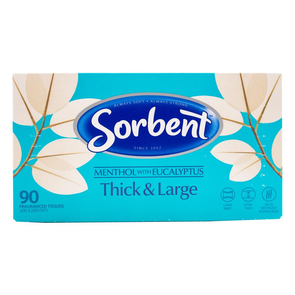 Sorbent PK90 Facial Tissues Thick and Large Menthol with Eucalyptus (12pk)
