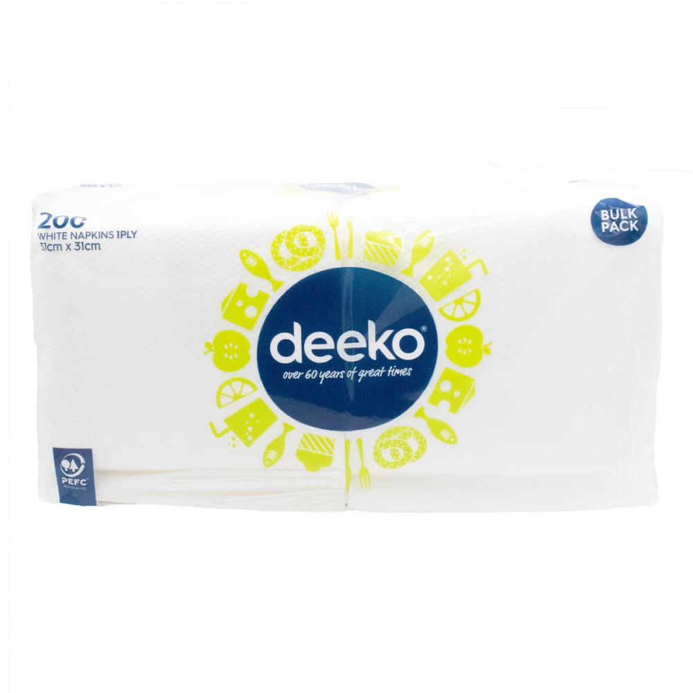 DEEKO PK200 NAPKINS 1 PLY 31cm x 31cm (4x Pack)