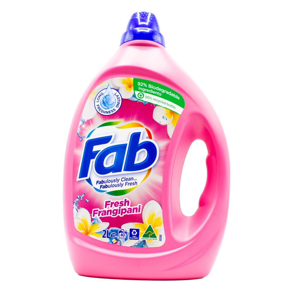 Fab Laundry Liquid Front & Top Loader Fresh Frangipani 2L (4 Pack)