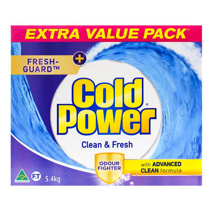 Cold Power 5.4kg Laundry Powder Clean & Fresh Odour Fighter ( 1x Pack)