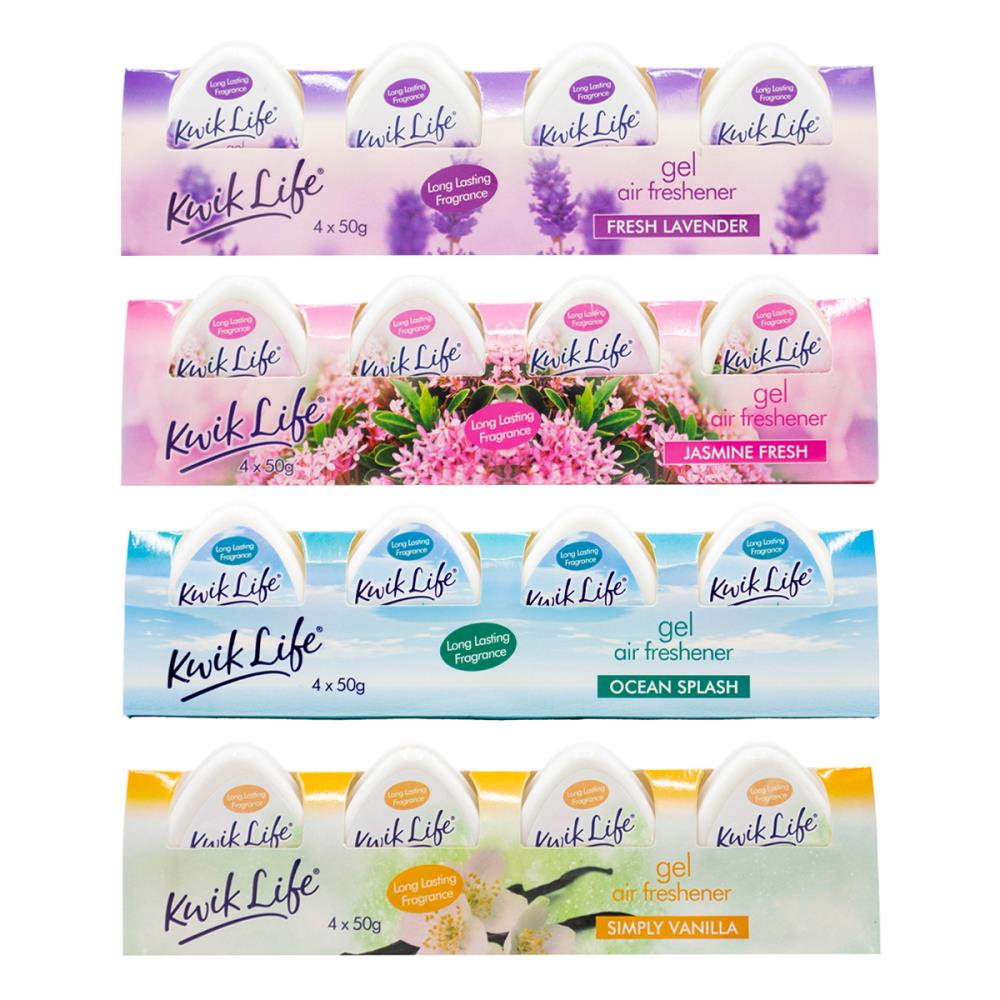 Kwik Life Gel Air Freshener Assorted 36g x 4Pk (Value Pack 144)