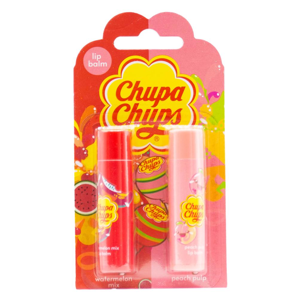 Chupa Chups Lip Balm X1 Watermelon Mix X1 Peach Pulp 12 x 2Pk (24 Pack)