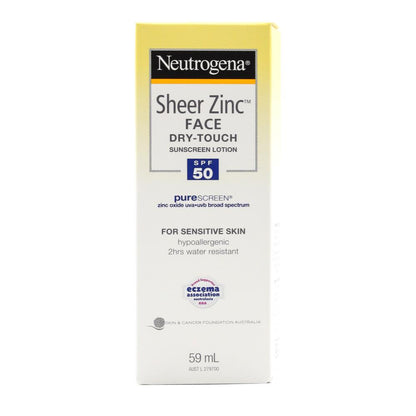 NEUTROGENA 59ml SUNSCREEN LOTION SHEER ZINC FOR FACE SPF 50DRY TOUCH (12x Pack)