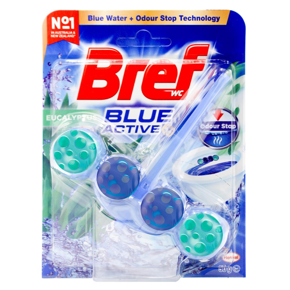 Bref Toilet Cleaner Cage Blue Active Odour Stop Eucalyptus 50g (6 Pack)
