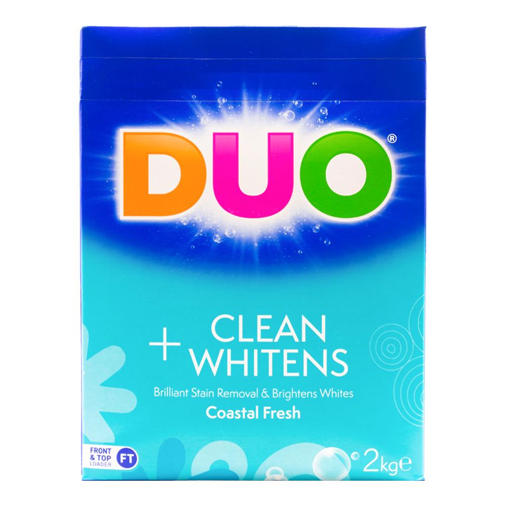 Duo 2kg Laundry Powder Front & Top Loader Cleans+whitens Opti Brightener System Linen Fresh ( 6x Pack )