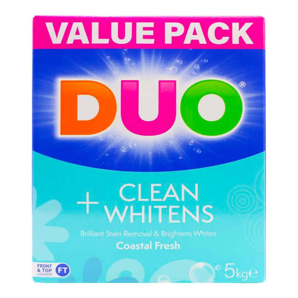 DUO 5kg VALUE PACK FRONT AND TOP LOADER CLEANS & WHITENS COASTAL FRESH