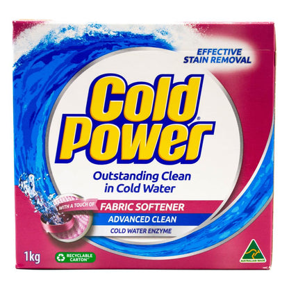 Cold Power 1kg Washing Powder Advanced Clean With A Touch Of Fabric Softener (12x Pack)