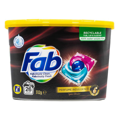 Fab 312g Laundry Capsules Front And Top Loader Perfume Indulgence Spice Desire (8 Pack)