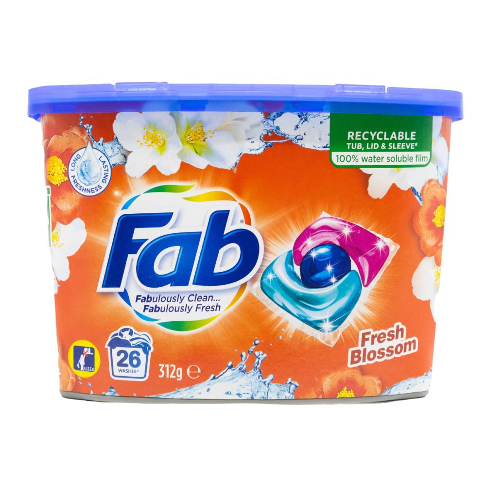 Fab 312g Laundry Capsules Front And Top Loader Fresh Blossom (8 Pack)