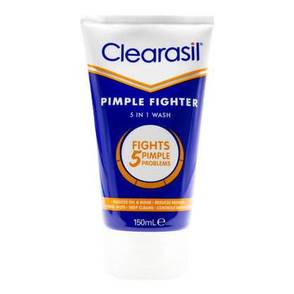 CLEARASIL 150ml PIMPLE FIGHTER 5 IN 1 EXFOLIATING SCRUB. (6x Pack)