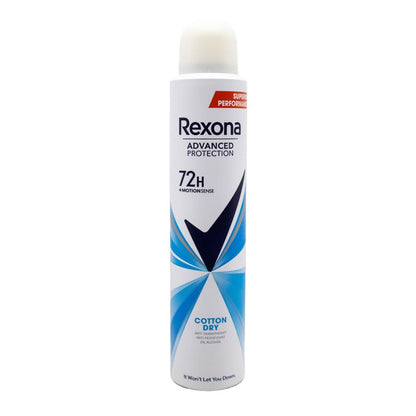 Rexona 130g / 200mL Antiperspirant Advanced Protection 72H Motion Sense 0% Alcohol Cotton Dry (12 Pack)