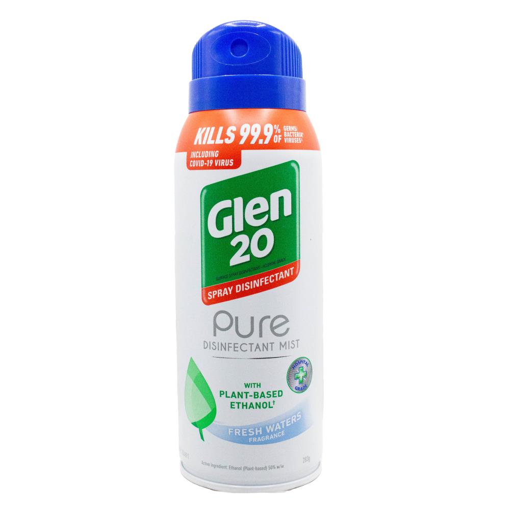GLEN 20 283g DISINFECTANT MIST PURE WITH PLANT BASED ETHANOL FRESH WATERS (6x Pack)