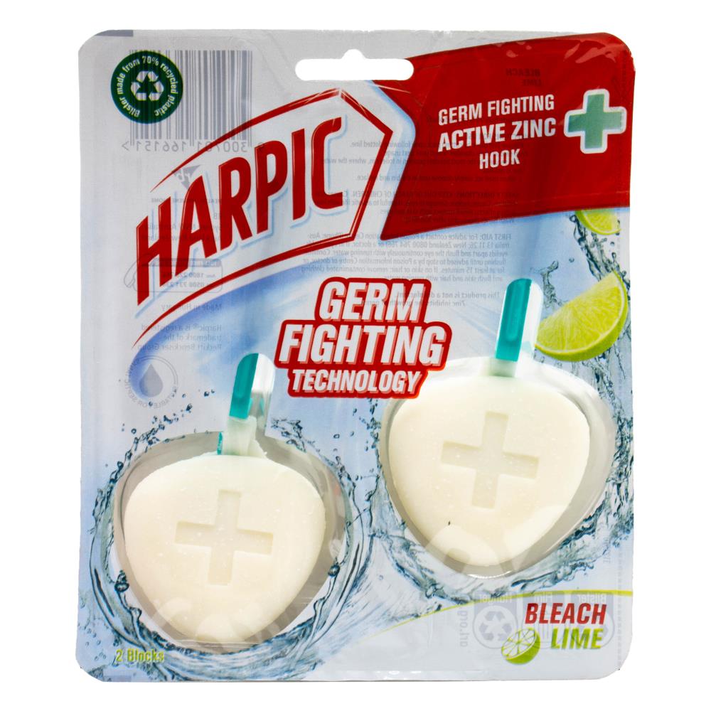 Harpic PK2 Toilet Cleaner Blocks Bleach Lime 6 pk