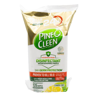 Pine O Clean 126 Pack Disinfectant Wipes Biodegradable Lemon Lime (4 Pack)
