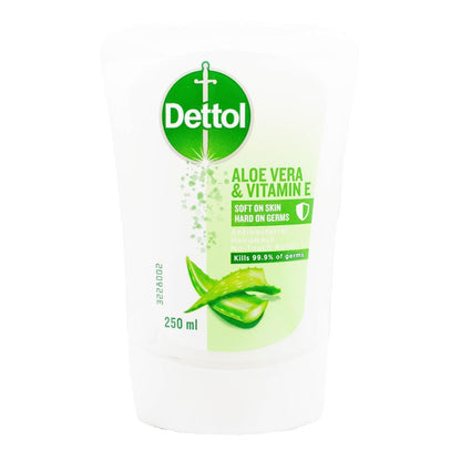 DETTOL 250mL HANDWASH ANTIBACTERIAL NO TOUCH REFILL ALOE VERA AND VITAMIN E (4x Pack)