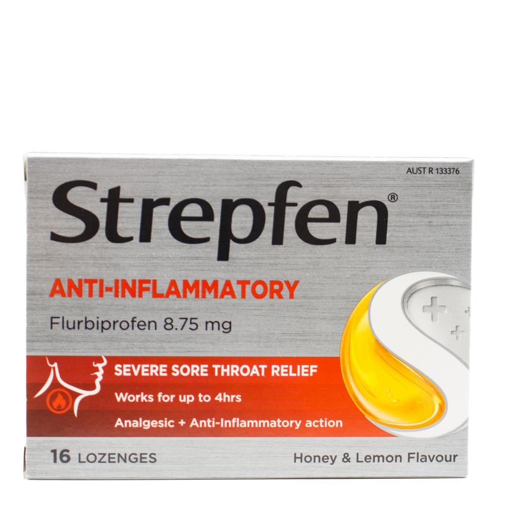 STREPFEN LOZENGES SEVERE SORE THROAT RELIEF ANTI-INFLAMMATORY HONEY AND LEMON FLAVOUR 6 x 16Pk (Value Pack 96 Lozenges)