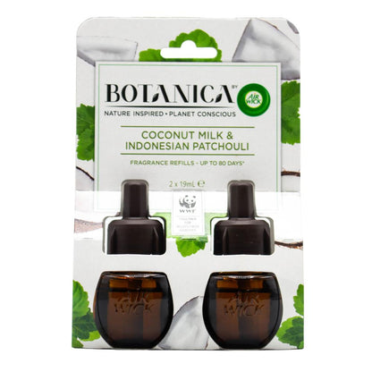 AIR WICK PK2 X 19mL FRAGRANCE REFILLS BOTANICA COCONUT MILK AND INDONESIAN PATCHOULI (5 x Pack)