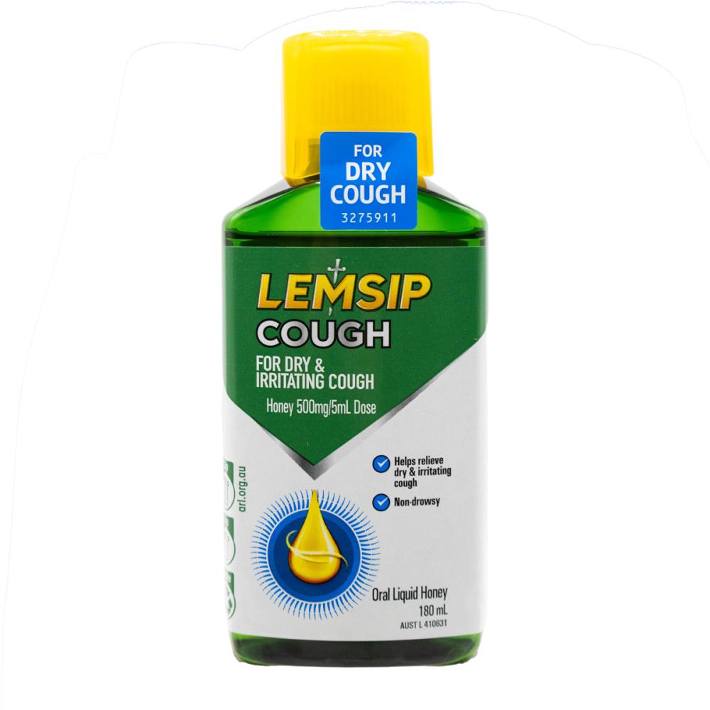Lemsip 180mL Cough Syrup For Dry And Irritating Cough Oral Liquid Honey (6 Pack)