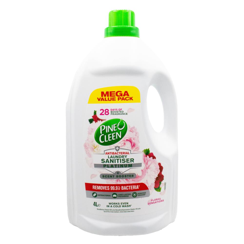 PINE O CLEAN 4l LAUNDRY SANITISER ANTIBACTERIAL SCENT BOOSTER PLATINUM FLORAL SENSATIONS (3x Pack)