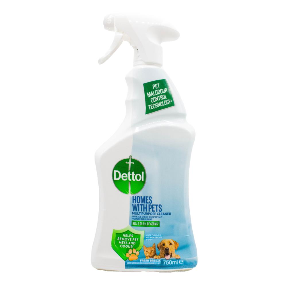 DETTOL 750mL MULTI PURPOSE CLEANER HOMES WITH PETS HELPS REMOVE PET MESS AND ODOUR (6x Pack)