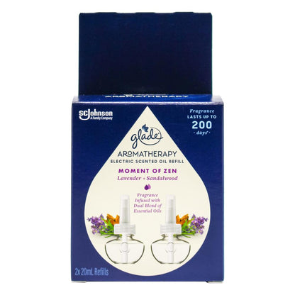 Glade Aromatherapy Electric Scented Oil Refill Moment Of Zen Lavender And Sandalwood Pk2 x 20ml (Value Pack 8)