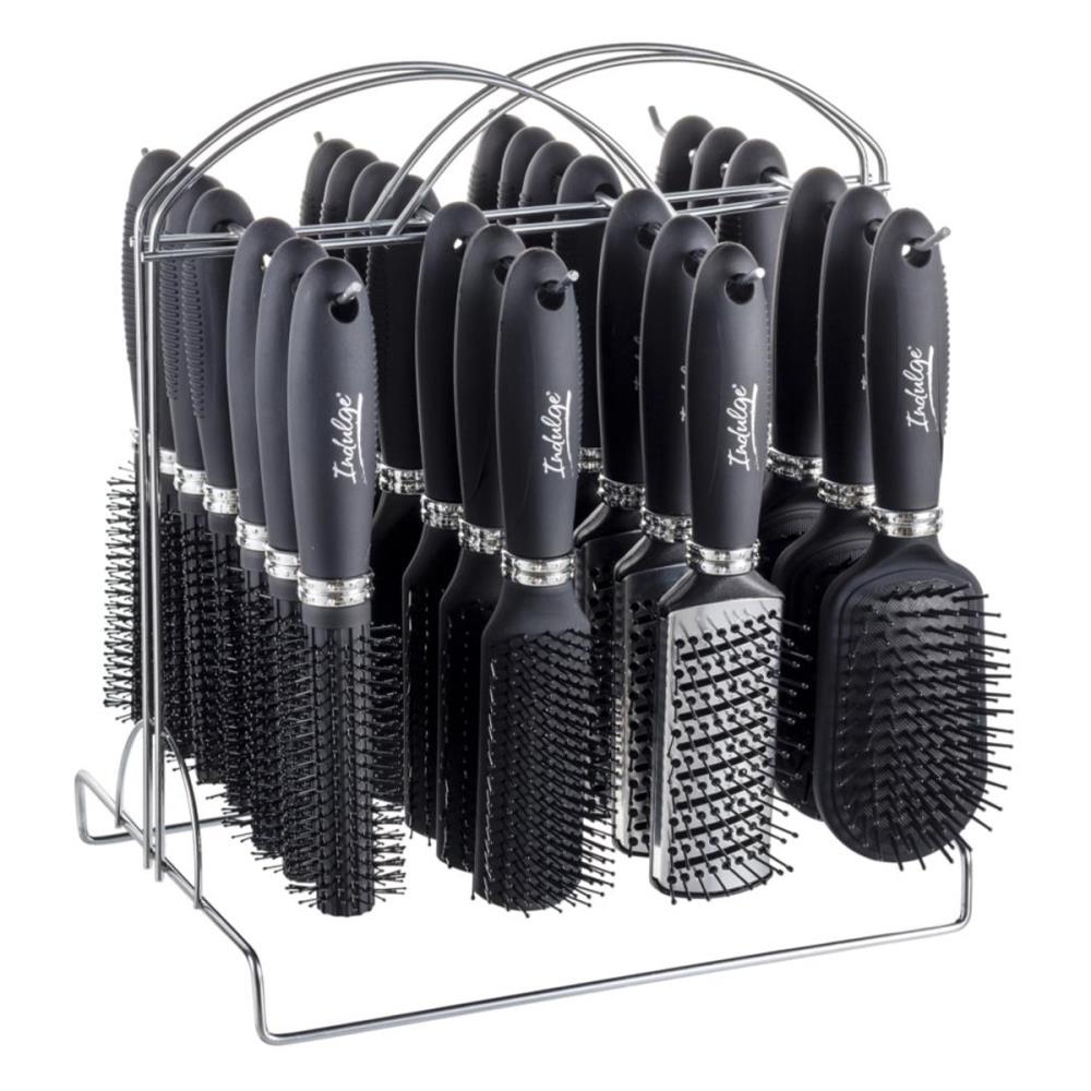 Indulge Hair Brushes With Metal Stand Asst (24 Pack)