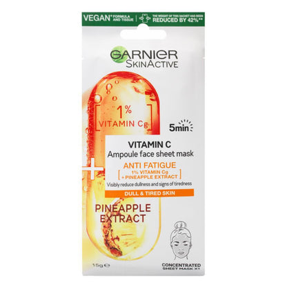 Garnier 15g Skin Active Vitamin C Ampoule Face Mask Pineapple Extract (20x Pack)