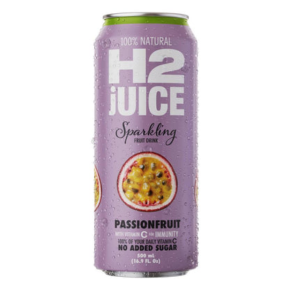 H2 Juice 500ml Sparkling Passionfruit 500ml Can (12x Pack)