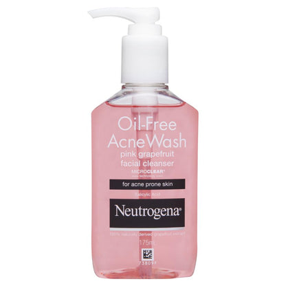 NEUTROGENA 175mL FACIAL CLEANSER OIL-FREE ACNE WASH PINK GRAPEFRUIT (12x Pack)