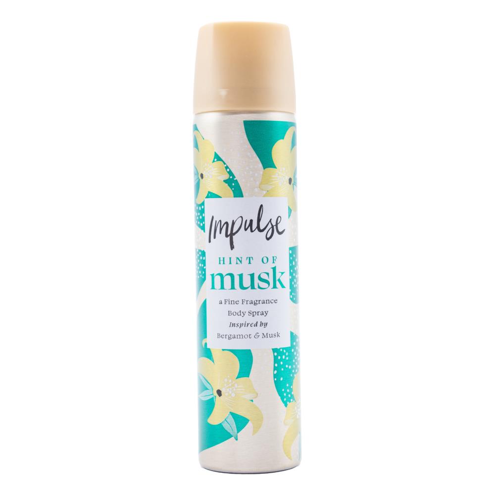 IMPULSE 50g / 75ml BODY SPRAY HINT OF MUSK INSPIRED BY BERGAMOT AND MUSK (6 x Pack)