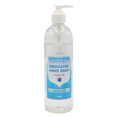 Zexa Medicated Hand Soap Sure Shield Liquid Gel Fragrance Free 485mL (12 Pack)