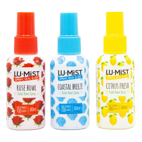 Lumist Toilet Bowl Spray Ast 60mL Rose Bowl x4 Coastal Breeze x10 Citrus Fresh x10 (24xPack)