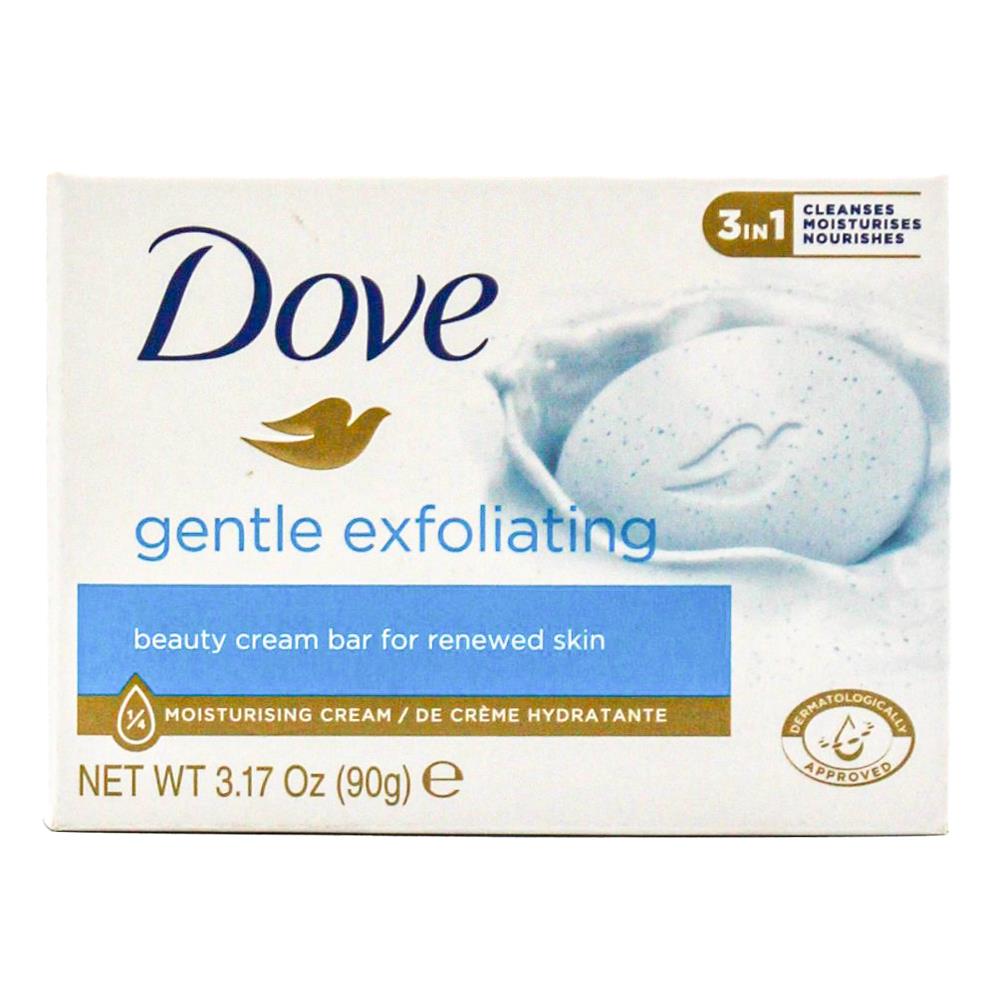 Dove Beauty Cream Soap Bar For Renewed Skin Gentle Exfoliating 3 In 1 Cleanses Moisturises Nourishes 90g (48 Pack)
