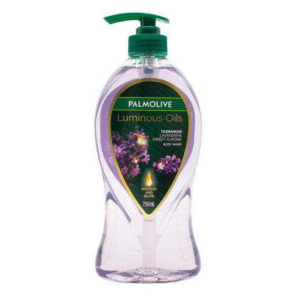 Palmolive 750ml Body Wash Luminous Oils Nourish And Glow Tasmanian Lavender And Sweet Almond (4x Pack)