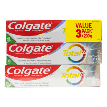 Colgate Pk3 X 200g Toothpaste Total 12 Advanced Clean (8x Pack)