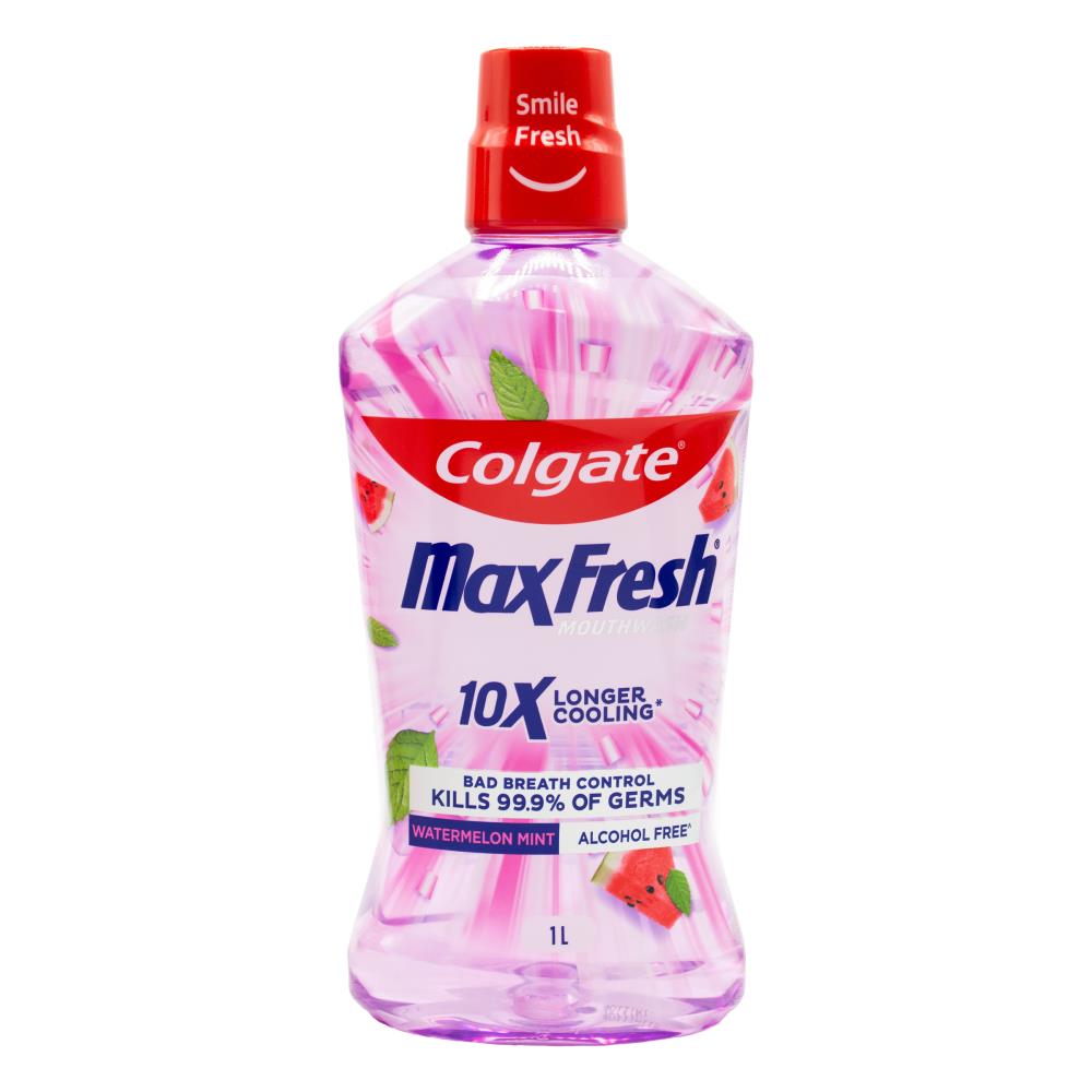 Colgate 1l Mouthwash Max Fresh 10x Longer Cooling Alcohol Free Watermelon Mint (3x Pack)