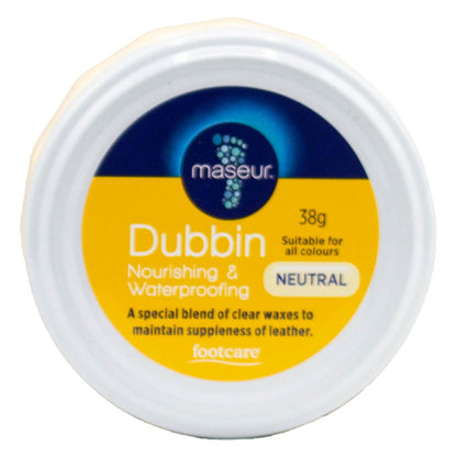 FOOTCARE 38g SHOE POLISH BY MASEUR DUBBIN NOURISHING AND WATERPROOFING SUITABLE FOR ALL COLOURS NEUTRAL (6x Pack)