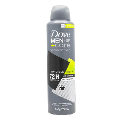 DOVE 145g / 250mL MEN + CARE ANTIPERSPIRANT ADVANCED INVISIBLE 72H PROTECTION FRESH (6x Pack)